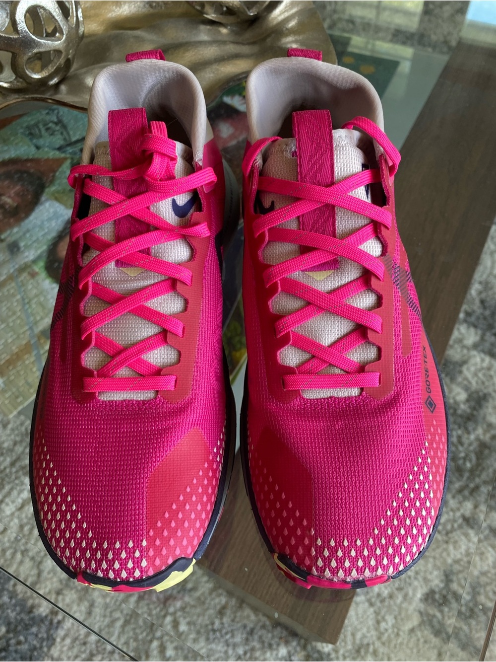 Nike Women's Pegasus Trail Gore Tex Hot Pink and Yellow Trail Running Shoes - Picture 3 of 10